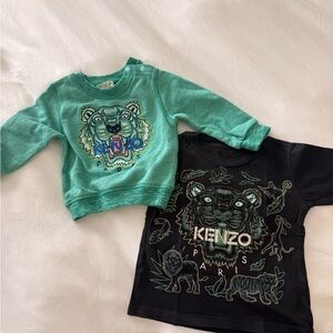 Kenzo Kids Teal and Black Tiger Shirt & Sweatshirt